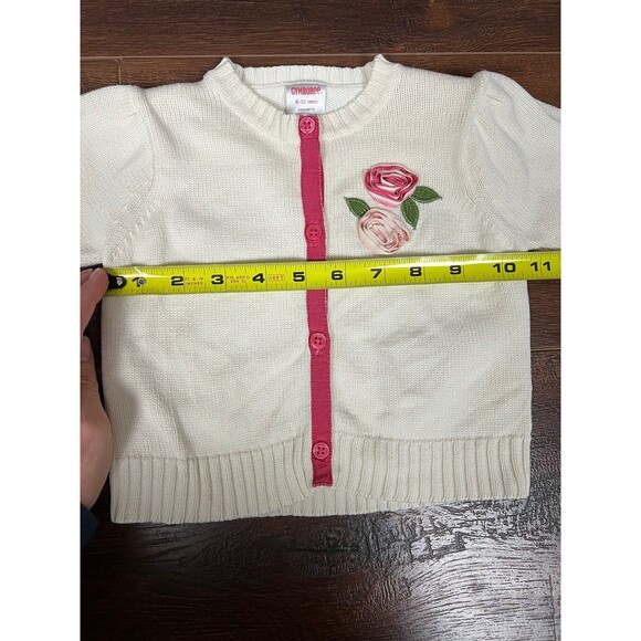 Gymboree Baby Girls Size 6-12 Months Ivory Cardigan Sweater With Rosettes! - Picture 5 of 6